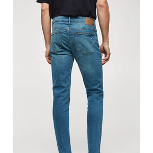 กางเกงยีนส์สีน้ำเงินสโตนวาชของผู้ชายที่สง่างามเอวทรงสลิมฟิตสไตล์สตรีทสูงพร้อมกางเกงจ็อกเกอร์ผ้ายืดแคบวิธีการทอ - Product Image 2