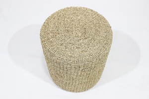 Tabouret rond en jonc de mer tissé à la main écologique pour le salon et l'organisation de la maison - Product Image 2