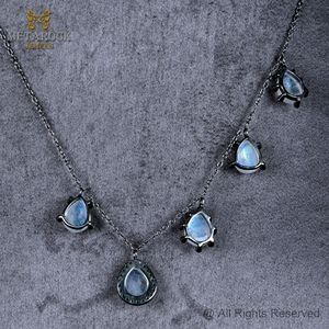 Natural Rainbow Moon Gemstone <b>Necklace</b> Solid 925 <b>Silver</b> <b>Necklace</b> Pave <b>Diamond</b> Jewelry New <b>Necklace</b> Unisex Jewelry - Product Image 3