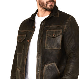 <b>Men's</b> <b>Smart</b> Casual Leather <b>Jacket</b> with Zipper Turn <b>jacket</b> for <b>men</b> Down Collar <b>jacket</b> for <b>men</b> Winter Canvas Fashion for Sale - Product Image 2