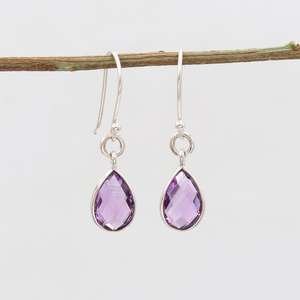 Pendiente personalizado de diseñador hecho a mano para mujer, pendientes de Piercing fino de piedras preciosas de amatista de Plata de Ley 925 para mujer - Product Image 6