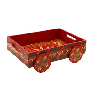 Plateau en bois artisanal avec art de camion vibrant, chariot de service décoratif pour la maison et la cuisine - Product Image 3