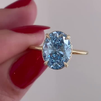 Bague de fiançailles pour femme en diamant bleu de laboratoire certifié IGI, 3,30 carats au total, avec halo caché, forme ovale, D-E-F VVSVS, bleu fantaisie
