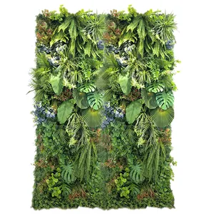 3D Effect Anti-UV Outdoor Indoor Decoration Green Foliages Jungle Panel Fake Artificial Plant Grass Green Wall