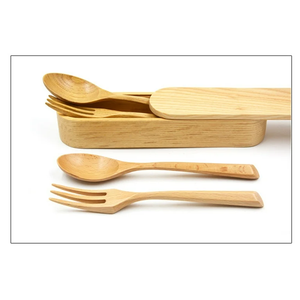 Práctico juego de tenedor de cuchara pequeña, vajilla creativa de madera maciza atada con hilo para fruta y arroz, sostenible y ecológico - Product Image 2