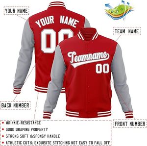 Veste universitaire de baseball surdimensionnée pour hommes avec col montant et broderie de logo personnalisé pour Letterman - Product Image 2
