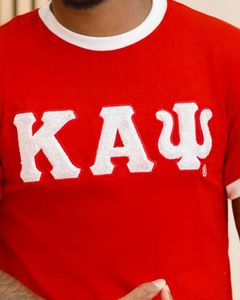 เสื้อยืดเรดไวท์ คัปปาอัลฟ่าไซ เคเอวาย ริงเกอร์ เชนิลล์ สำหรับผู้ชาย ผ้าฝ้ายพรีเมียม คอกลม ชุดนักศึกษาสมาคมกรีก - Product Image 4