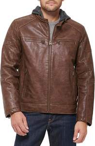 Chaqueta de cuero de motorista estilo Brando personalizada para hombre, piel de vaca auténtica suave con Capucha ajustable y cuello alto para invierno - Product Image 2
