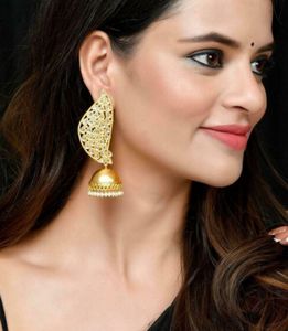 Peacock Plume <b>Jhumka</b> <b>Earring</b> Set Royal Indian Jewelry High-quality Brass Bulk Product Customize Design for Women and Girls - Product Image 4