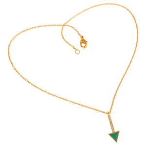Collar de plata de ley 925 chapado en oro de 14k para mujer, conjunto de colgante de circonia de ónix verde con corte triangular, joyería al por mayor - Product Image 3