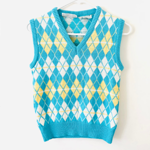 Wholesale Argyle Sleeve Less V Neck Sweater High Quality Hand Knitted <b>Pullover</b> Quick Dry Custom Logo Solid Design <b>Men's</b> Sweater - Product Image 2