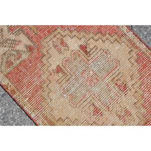 Tapis Turc Vintage 1.4 X 2.7ft Rouge Beige Laine Kilim Grande Surface Motif Abstrait Rectangle Couloir Design 10mm Latex pour Chambres - Product Image 5