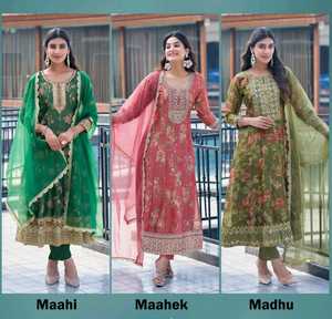 Conjunto de Kurti Anarkali 4 XL, Último Diseño, Georgette Sintética con Bordado y Lentejuelas - Product Image 4