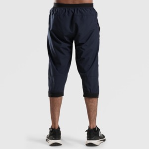 Navy <b>3</b>/<b>4</b> GA Knitted <b>Trousers</b> with Polyester/ Blend for <b>Men's</b> Gym Workout and Gymnastics Clothing - Product Image 2