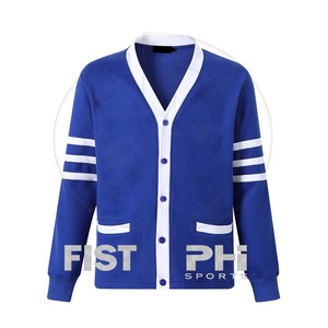 เสื้อคาร์ดิแกนผ้าฟลีซสีน้ำเงินสำหรับผู้หญิง ZPB คอวี แขนยาว สไตล์ลำลอง สีพื้น แต่งขอบตัดกัน ติดกระดุมด้านหน้า สีน้ำเงินรอยัล - Product Image 4
