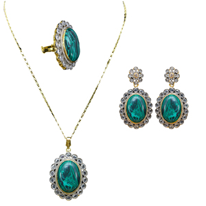 Conjunto de joyería de banquete de lujo para mujer con diseño de circón de doble color como piedra principal para bodas, fiestas y compromisos - Product Image 1