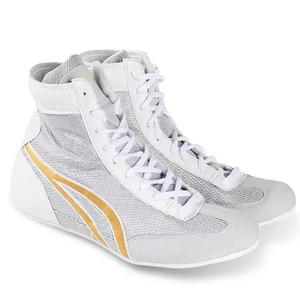 Chaussures de boxe avec logo personnalisé OEM Chaussures de boxe pour hommes en cuir respirant semelle en caoutchouc lacets pour haltérophilie et lutte en toutes saisons