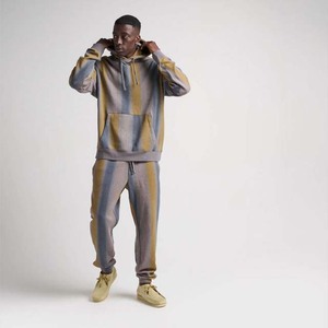 กางเกงผู้ชายทรงหลวมแนวสตรีทเอวยางยืดผ้าคอตตอนโพลีเอสเตอร์ลายทางโค้งตรง - Product Image 2