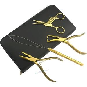 Ensemble de pinces professionnelles pour extensions de cheveux, outil de tirage d'aiguille en boucle, acier inoxydable, prix d'usine OEM - Product Image 3