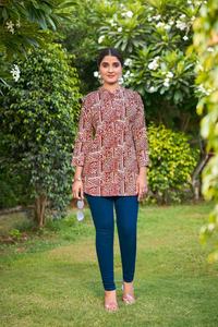 Ropa informal, camisetas cortas con estampado de arrugas de rayón pesado, ropa india y paquistaní cosida a precio mayorista en India - Product Image 2