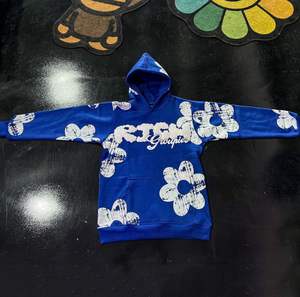 Custom logo Streetwear Full Print Cropped Pattern Casual Raw Hem Sweatshirts Unisex Cut Edge Puff Print Hoodie - Product Image 3