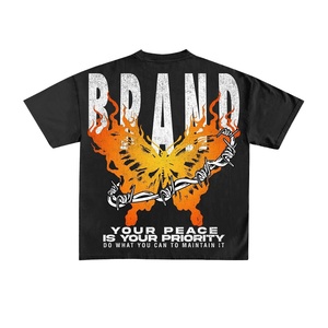 Camiseta de Manga Corta Negra para Hombre de Alta Calidad con Estampado de Logotipo de Llama, Cuello Redondo, Algodón, Corte Regular, Diseño Frontal - Product Image 2
