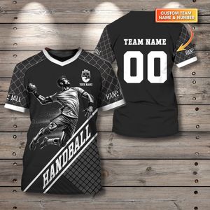 Camiseta de Balonmano Personalizada Unisex con Nombre y Número del Equipo, Camiseta Deportiva Negra y Gris, Regalo Perfecto - Product Image 1