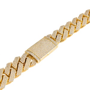 <b>Mens</b> Yellow Gold Plated Bling Bling Cuban Link <b>Chain</b> in Moissanite Diamond Fully Iced Out Hip Hop Jewelry - Product Image 2
