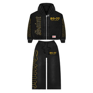 Conjunto Deportivo Personalizable con el Nombre de tu Marca, Unisex, con Cremallera Completa, Pantalones Anchos, Estilo Casual Premium, 100% Algodón, Ropa Urbana - Product Image 6