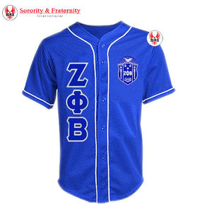 Maillot de baseball en maille polyester brodé pour femmes de la sororité Zeta Phi Beta |   Maillot de baseball personnalisé brodé pour femmes ZPB Sorority - Product Image 1