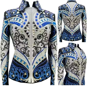Chaqueta ecuestre de estilo occidental elegante de diseño personalizado 100% cristales traje de equitación cómodo Logo conjuntos de accesorios - Product Image 2