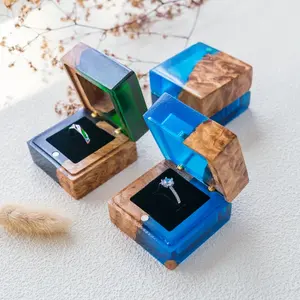 Elegant Custom Engagement <b>Ring</b> Box , Handmade <b>Resin</b> And Wood , Unique Proposal & Bridal Gift - Product Image 1