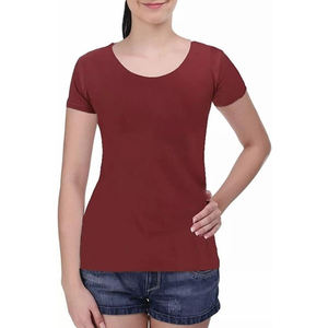 Nouveaux t-shirts d'été pour femmes, 100% coton tricoté, t-shirts tendance pour femmes, col rond, manches courtes, pour femme, en provenance du Bangladesh. - Product Image 5