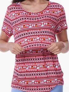 Top vente col rond manches courtes maternité allaitement chemises/hauts pour femmes Blouses et chemises - Product Image 5