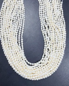 ลูกปัดทรงข้าวน้ำจืดธรรมชาติขนาด3มม. ไข่มุกหลวมสีขาว15นิ้ว - Product Image 6