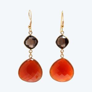 18K chapado en oro de 925 plata esterlina hidro ahumado y naranja pendiente para mujeres y niñas pendiente - Product Image 5