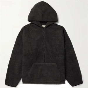 Automne hiver hommes mode pull à capuche en gros goutte épaule Sherpa conception avec col roulé chaud teint uni - Product Image 6