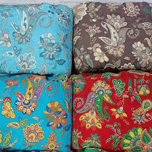 Luxury Feel Embroidered Floral Poly Chinon <b>Fabric</b> Soft Flow & Breathable for Womens Boys Girls Fashion Accessories Boutique Use - Product Image 1