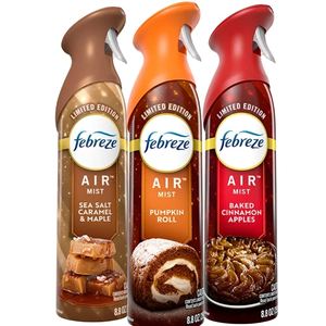 Febreze Original Scents, ambientador de habitación de edición limitada Spray | Rollo de calabaza | Manzana canela horneada | Caramelo de sal marina y arce - Product Image 1