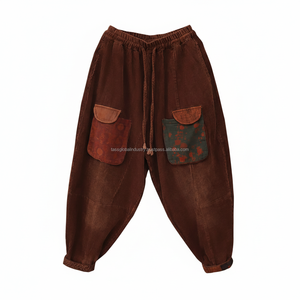 Pantalon large vintage style bohème pour homme en coton, coupe ample avec poches – Vente en gros - Product Image 3