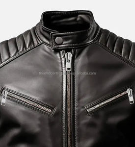 Veste en cuir de logo personnalisé de haute qualité, à la mode, à prix de vente entier, vêtements, veste en cuir coupe-vent et résistante pour hommes - Product Image 2