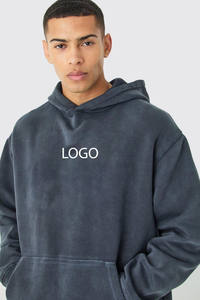 Vintage Stone Wash Oversized Custom LOGO Hoodie Drop Shoulder Grueso 100% Algodón Deportes Streetwear Pullover Hoodies - Product Image 3
