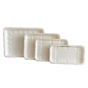 Plateau de service alimentaire rectangle biodégradable écologique jetable personnalisé avec logo personnalisé pour la maison hôtel restaurant - Product Image 1
