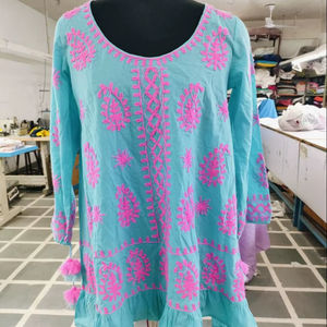 เสื้อคลุมผ้าฝ้ายปักลาย Paisley สำหรับผู้หญิงเสื้อโบฮีเมียนแขนสั้นมีพู่ประดับด้านหลังแบบเซ็กซี่สำหรับฤดูร้อน - Product Image 1