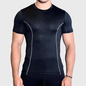 Camisa de entrenamiento de compresión para hombre de manga corta, capa base elástica transpirable, ropa superior de gimnasio - Product Image 1