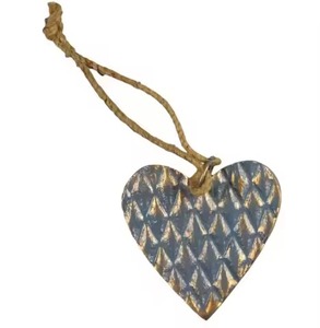 Adorno de corazón colgante de metal para árbol de Navidad decoración de vacaciones vintage rústica - Product Image 2