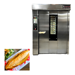 Four rotatif de 1200 kg avec chariot Four à pain à 24 plateaux Haute durabilité pour le pain Baguette Four rotatif à gaz pour la cuisson du pain - Product Image 1