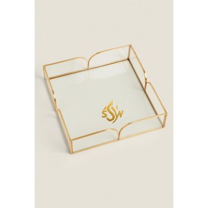 Plateau de service en métal de haute qualité au design antique avec poignées de couleur or vernis brillant pour ustensiles de cuisine pour la décoration du salon - Product Image 3