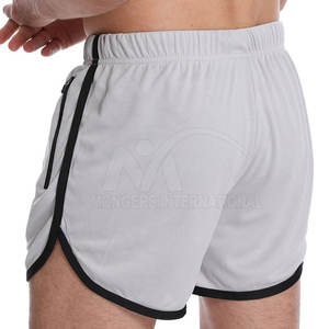 กางเกงขาสั้นสำหรับวิ่งสไตล์สตรีทปรับแต่งได้สำหรับผู้ชายผ้าฝ้ายเอวกลางเป็นมิตรกับสิ่งแวดล้อมลายทึบบริการ OEM - Product Image 3