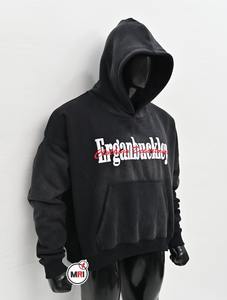 OEM personnalisé hommes motif 3D polaire à capuche pull lavage à l'acide en noir avec lâche pour bouffée impression brodé 3D motif automne nous - Product Image 4